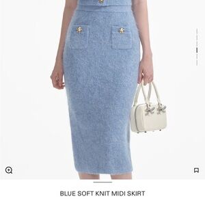 NWT Self Portrait Blue Knit Midi Skirt